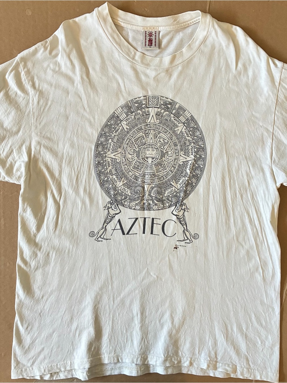 Vintage 90s Del Sol Aztec Sun Stone Calendar Graphic T-Shirt Men’s XL Mexica Art